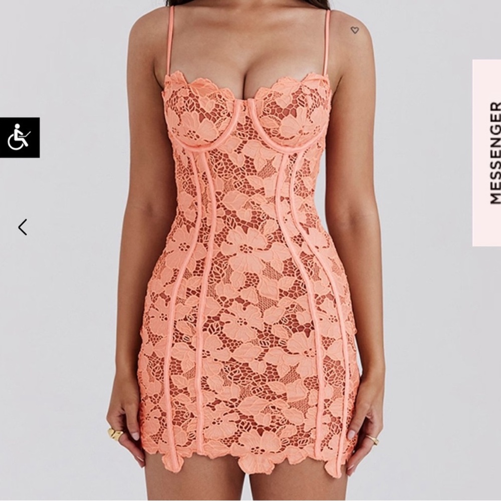 Ilayda House of CB orange Lace Mini Dress